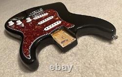 2010 Fender Starcaster Stratocaster Body -Black- New Red Tortoise Pickguard