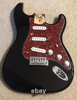 2011 Fender Starcaster Stratocaster Body -Black- New Red Tortoise Pickguard