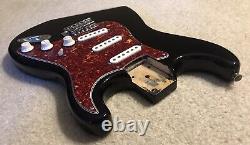 2011 Fender Starcaster Stratocaster Body -Black- New Red Tortoise Pickguard