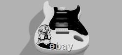 3D Printed Fender Stratocaster Guitar Body, Custom Design Frieren Pattern