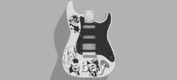 3D Printed Fender Stratocaster Guitar Body, Custom Design Helluva Boss Pattern