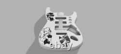 3D Printed Fender Stratocaster Guitar Body, Custom Design Helluva Boss Pattern