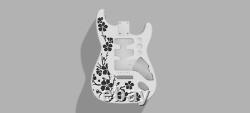 3D Printed Fender Stratocaster Guitar Body, Custom Design Sakura Blossom Pattern