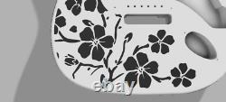 3D Printed Fender Stratocaster Guitar Body, Custom Design Sakura Blossom Pattern