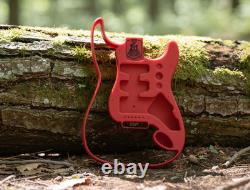 3D Printed Fender Stratocaster Guitar Body, Hardtail, Fully Hollow, Red