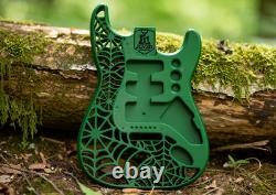 3D Printed Fender Stratocaster Guitar Body, Tremolo, Spiderweb, Green