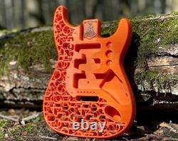 3D Printed Fender Stratocaster Guitar Body, Tremolo, TSC, Orange