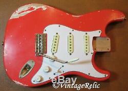 Aged RELIC loaded nitro Stratocaster body LIGHT alder Fender'65 pups FIESTA RED