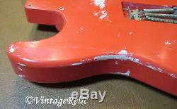 Aged RELIC loaded nitro Stratocaster body LIGHT alder Fender'65 pups FIESTA RED