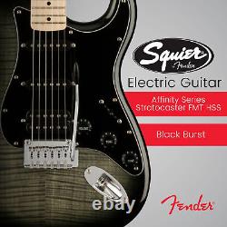 Fender Affinity Series Stratocaster FMT HSS Electric Guitar Black Bundle