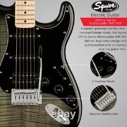 Fender Affinity Series Stratocaster FMT HSS Electric Guitar Black Bundle