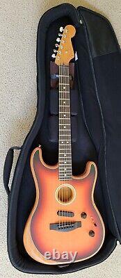 Fender American Acoustasonic Stratocaster Guitar, 3-Color Sunburst, New Gig Bag