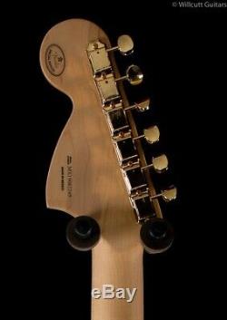 Fender LTD Mahogany Blacktop Stratocaster HHH Olympic White Gold Hardware (249)
