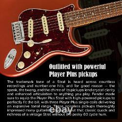 Fender Player Plus Stratocaster, Pau Ferro, Aged Candy Apple Red EG Open Box