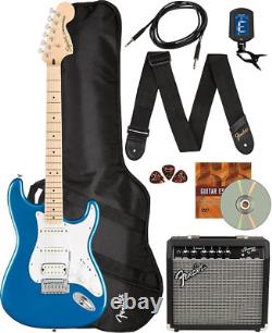 Fender Squier Affinity Stratocaster Bundle, Lake Placid Blue, Frontman 10G Amp, Gig