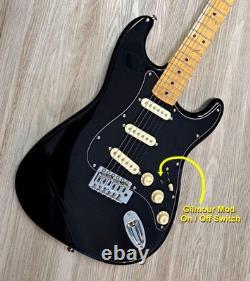 Fender Stratocaster Black Guitar with Gilmour MOD SSS Maple Neck with Gigbag