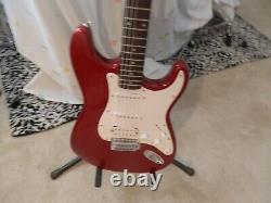 Fender Stratocaster Candy Apple Red Guitar Hss Squier With Extras Nos Minty