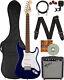 Fender Stratocaster Ht, White Pickguard Transparent Blue With Frontman 10g Amp