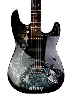 Fender Stratocaster Steele Guitars Black Paisley Flame Maple Neck SSS