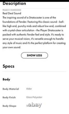 Fender stratocaster electic guitar-player series sunburst