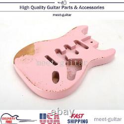 For Fender Stratocaster Electric Guitar Body Vintage Pink SSS Replace Relic USA