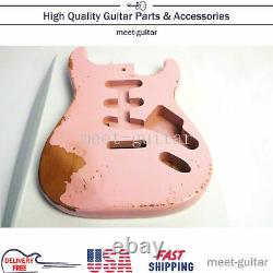 For Fender Stratocaster Electric Guitar Body Vintage Pink SSS Replace Relic USA