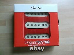 Genuine fender stratocaster 57/62 pickup set, aged white covers p/n 099-2117-000