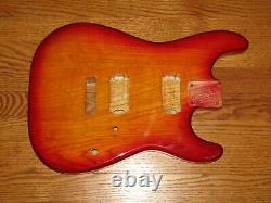 MIGHTY MITE BODY FITS FENDER STRATOCASTER 2 3/16th GUITAR NECK CHERRY BURST ASH