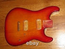 MIGHTY MITE BODY FITS FENDER STRATOCASTER 2 3/16th GUITAR NECK CHERRY BURST ASH