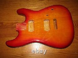 MIGHTY MITE BODY FITS FENDER STRATOCASTER 2 3/16th GUITAR NECK CHERRY BURST ASH