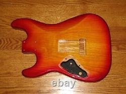 MIGHTY MITE BODY FITS FENDER STRATOCASTER 2 3/16th GUITAR NECK CHERRY BURST ASH