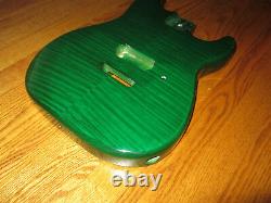 MIGHTY MITE BODY FITS FENDER STRATOCASTER 2 3/16th GUITAR NECK GREEN FLAME TOP