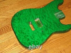 MIGHTY MITE BODY FITS FENDER STRATOCASTER 2 3/16th GUITAR NECK GREEN QUILT TOP