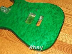 MIGHTY MITE BODY FITS FENDER STRATOCASTER 2 3/16th GUITAR NECK GREEN QUILT TOP