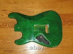 MIGHTY MITE BODY FITS FENDER STRATOCASTER 2 3/16th GUITAR NECK GREEN QUILT TOP
