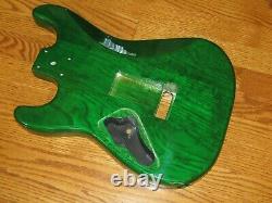 MIGHTY MITE BODY FITS FENDER STRATOCASTER 2 3/16th GUITAR NECK GREEN QUILT TOP