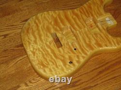 MIGHTY MITE BODY FITS FENDER STRATOCASTER 2 3/16th GUITAR NECK NATURAL QUILT TOP