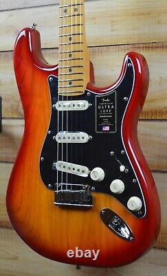 New Fender American Ultra Luxe Stratocaster Plasma Red Burst withCase