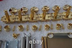 New Fender Stratocaster GOLD 2 3/16 Tremolo Hardware Set w Tuners for USA Strat