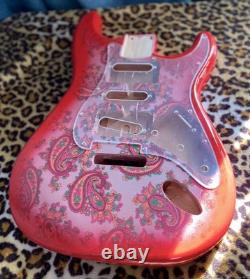 Red Paisley Stratocaster HSH Alder Fender Replacement Body Shielded Cavity