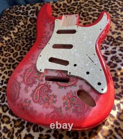 Red Paisley Stratocaster HSH Alder Fender Replacement Body Shielded Cavity