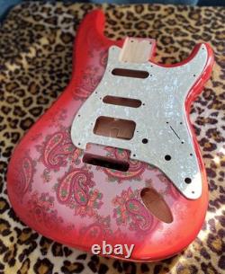 Red Paisley Stratocaster HSH Alder Fender Replacement Body Shielded Cavity