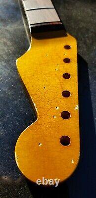 Relic Fender Stratocaster Strat Neck W Aged Clay Inlays Custom SRO C By Django