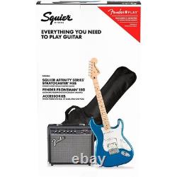 Squier Affinity Stratocaster HSS Guitar Pack wFrontman 15G Amp Lake Placid Blue