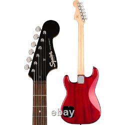 Squier Paranormal Strat-O-Sonic Laurel Fingerboard Guitar Crimson Red Trans
