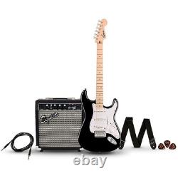 Squier Sonic Stratocaster Electric Guitar Pack with Fender Frontman 10G Amp Blck