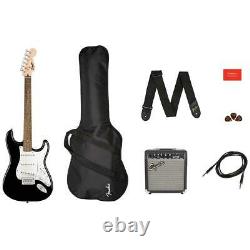Squier Stratocaster Electric Guitar Pack with 10G Amplifier and Gig Bag, Black