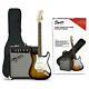 Squier Stratocaster Electric Guitar Pack With Fender Frontman Amp Brown Sunburst