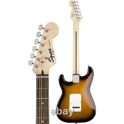 Squier Stratocaster Electric Guitar Pack with Fender Frontman Amp Brown Sunburst