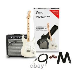 Squier Stratocaster LE Guitar Pack with Fender Frontman 10G Amp Olympic White